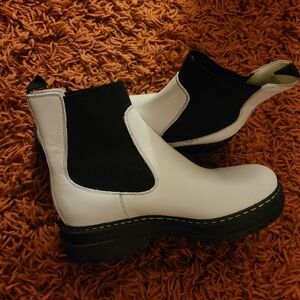 Marc Fisher Black and White Ankle Boots with Chunky Sole